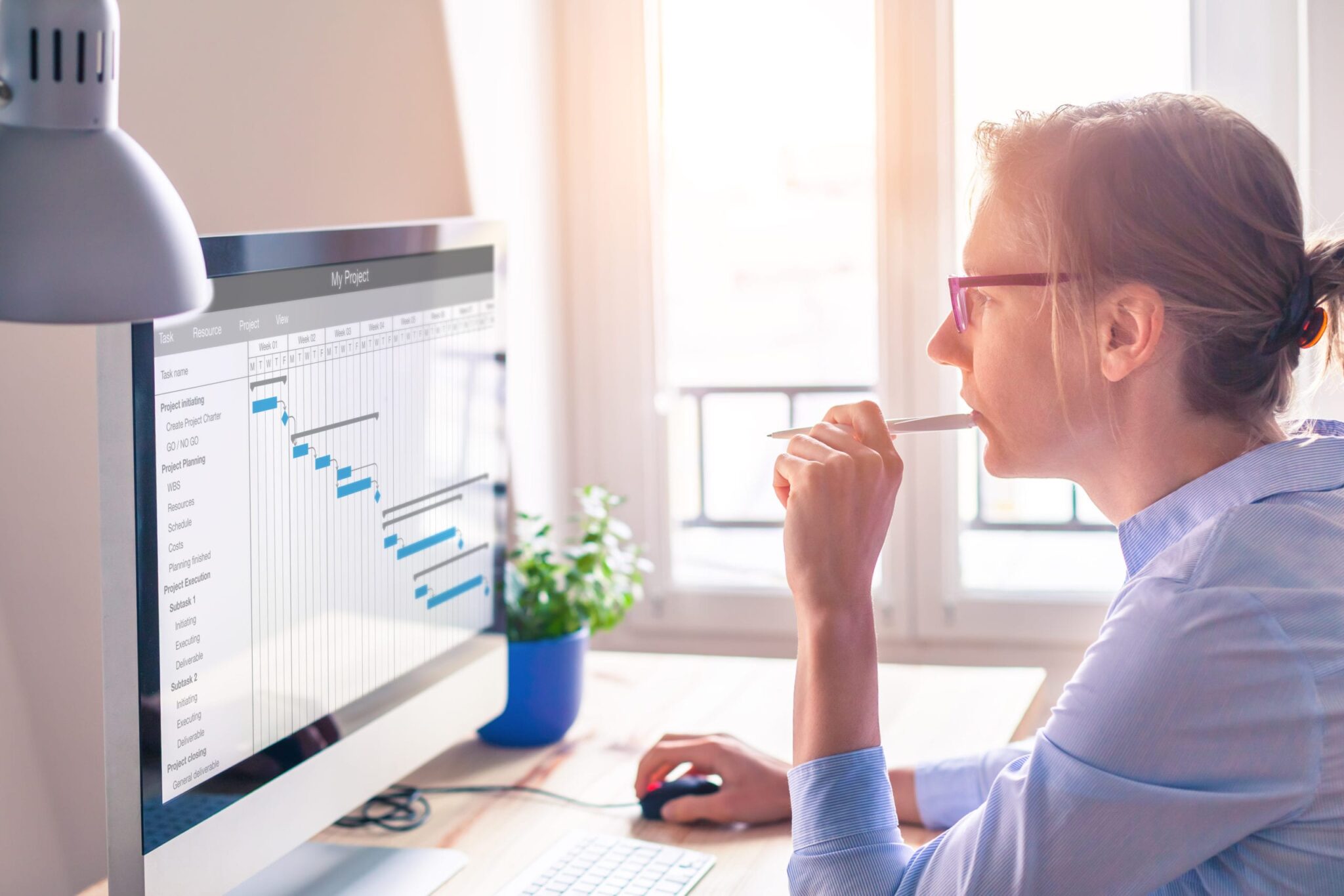 Project manager reviewing a project schedule
